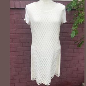 Neiman Marcus Dress Cream With Laser Cut Outs